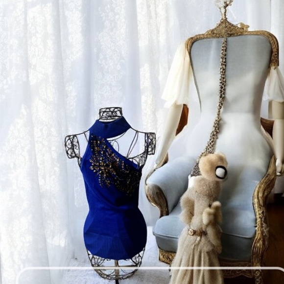 Cache Elegant Blue Embellished Women' Sz XS Top - Picture 8 of 8